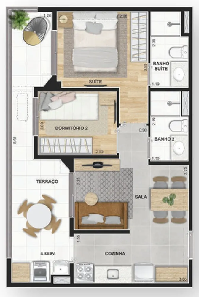 Apartamento, 2 quartos, 37 m² - Foto 1