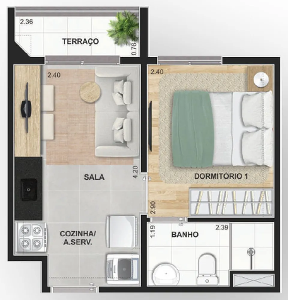 Apartamento, 2 quartos, 37 m² - Foto 7