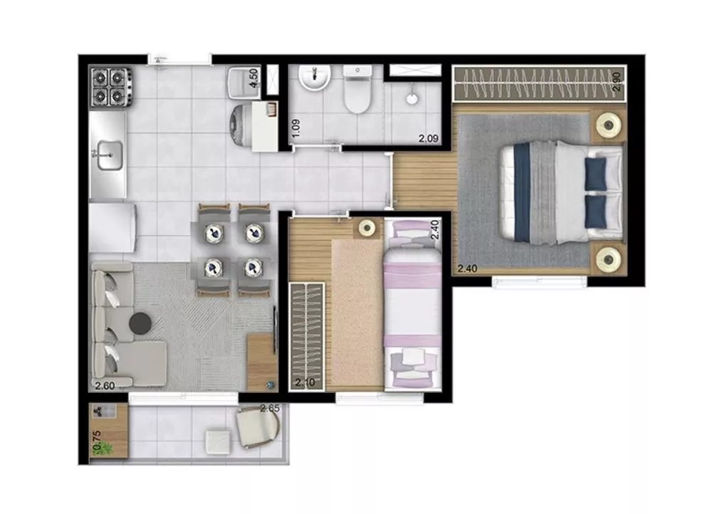 Apartamento à venda com 2 quartos, 32m² - Foto 3