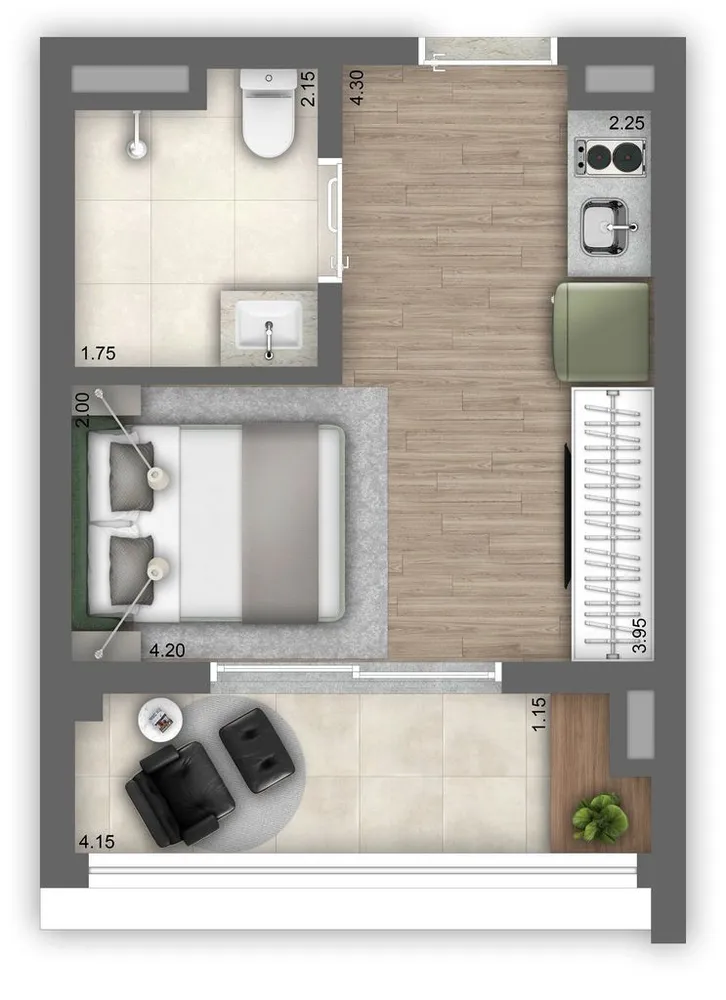 Kitnet-Studio, 28 m² - Foto 6