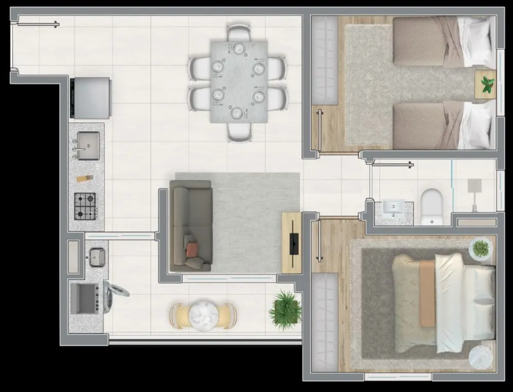 Apartamento, 1 quarto, 56 m² - Foto 3