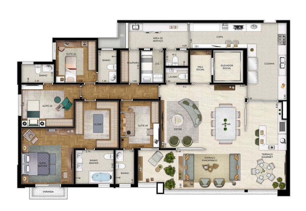 Apartamento à venda com 4 quartos, 233m² - Foto 11