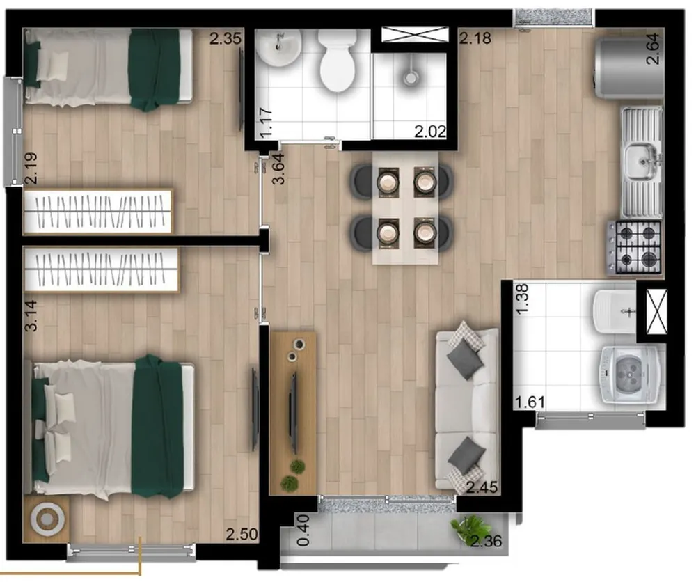 Apartamento, 2 quartos, 38 m² - Foto 10