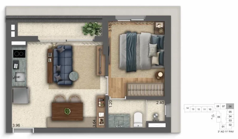 Apartamento, 1 quarto, 50 m² - Foto 11