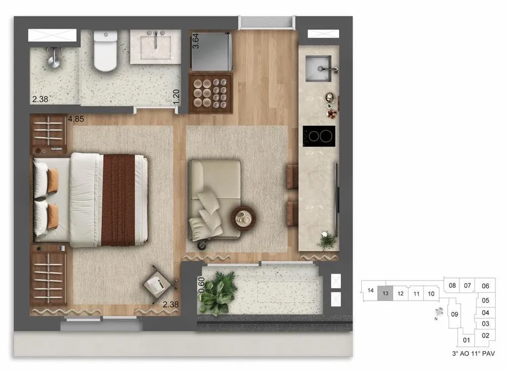 Apartamento, 1 quarto, 50 m² - Foto 9