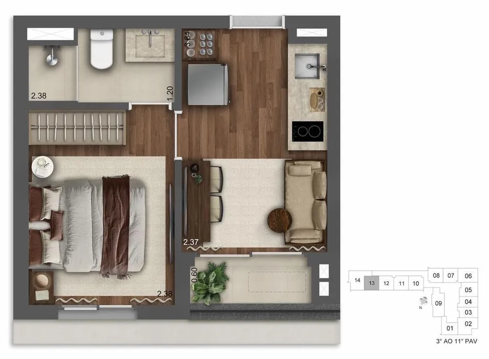 Apartamento, 1 quarto, 50 m² - Foto 7