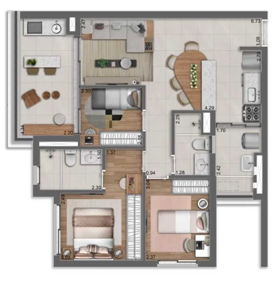 Apartamento à venda com 2 quartos, 61m² - Foto 6