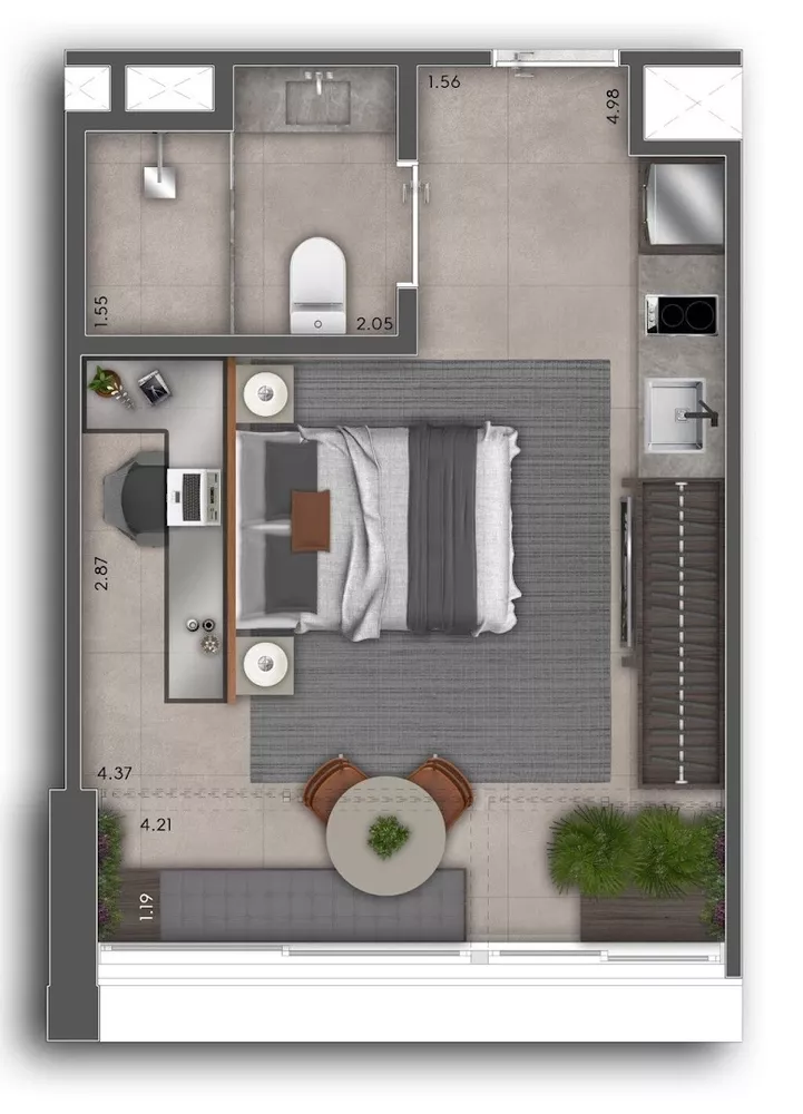Kitnet-Studio, 29 m² - Foto 1
