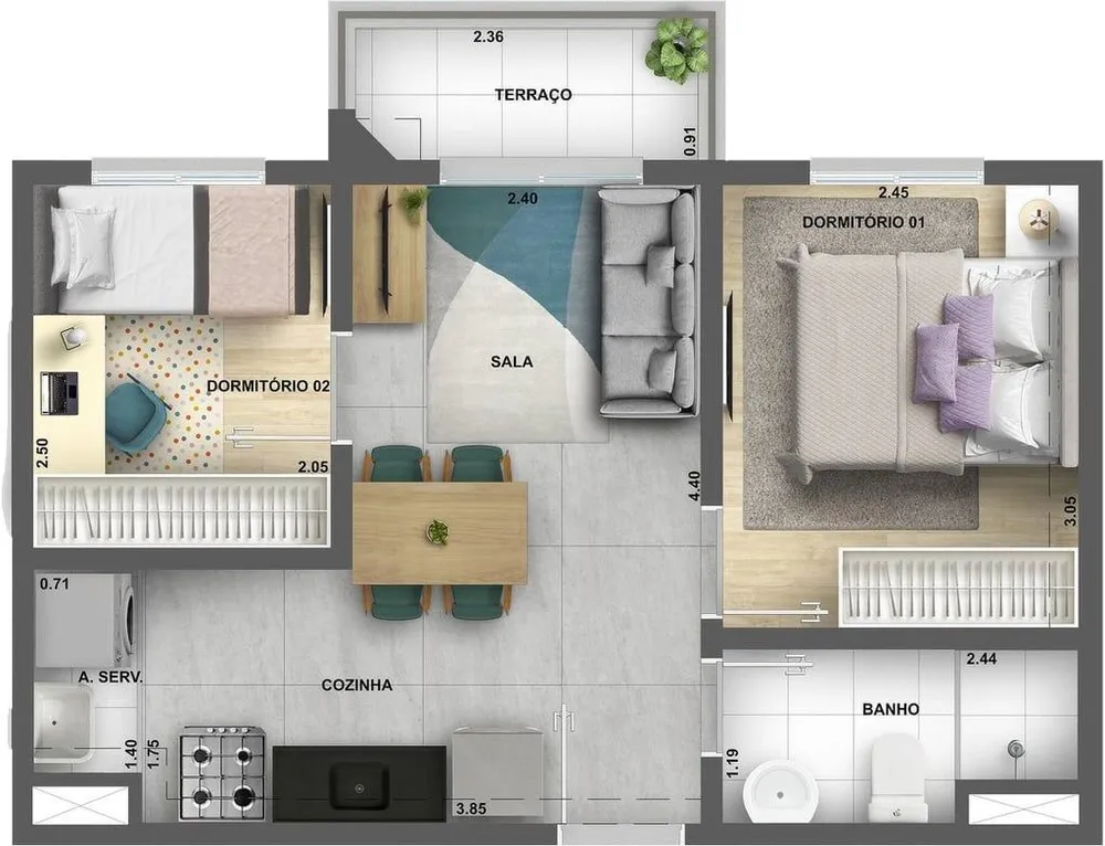 Apartamento, 2 quartos, 44 m² - Foto 4