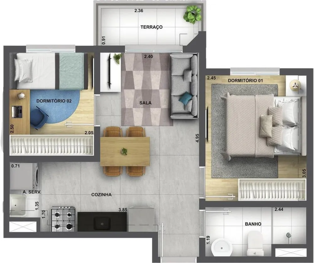 Apartamento, 2 quartos, 44 m² - Foto 6