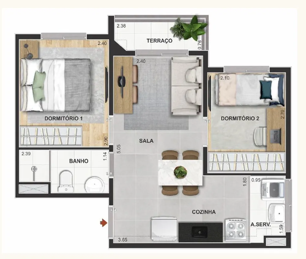 Apartamento, 2 quartos, 42 m² - Foto 4