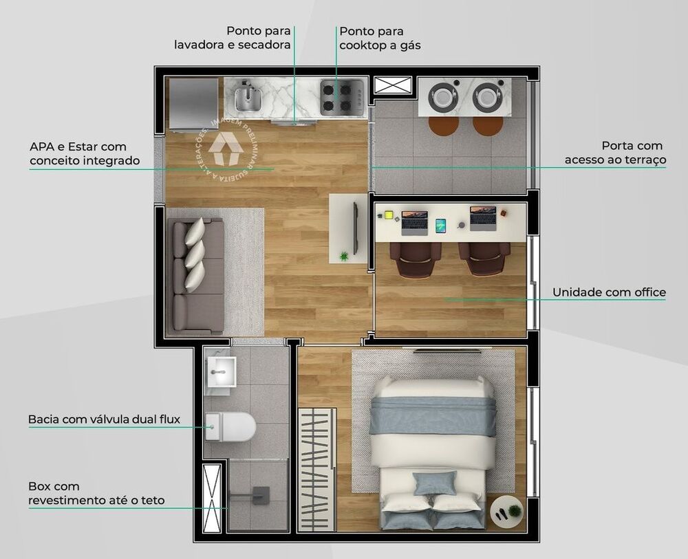 Cobertura, 1 quarto, 67 m² - Foto 5