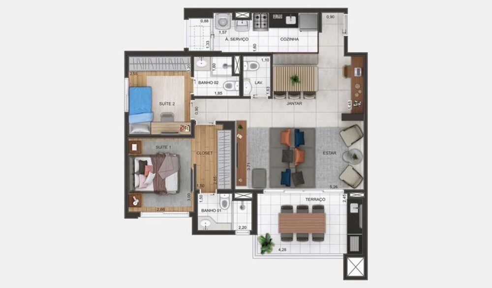Apartamento à venda com 2 quartos, 68m² - Foto 5