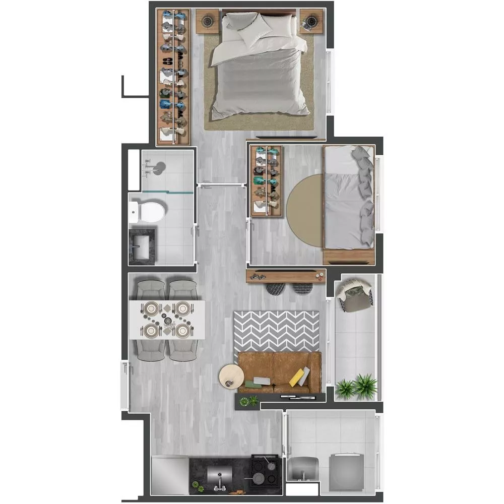 Apartamento à venda com 2 quartos, 39m² - Foto 2