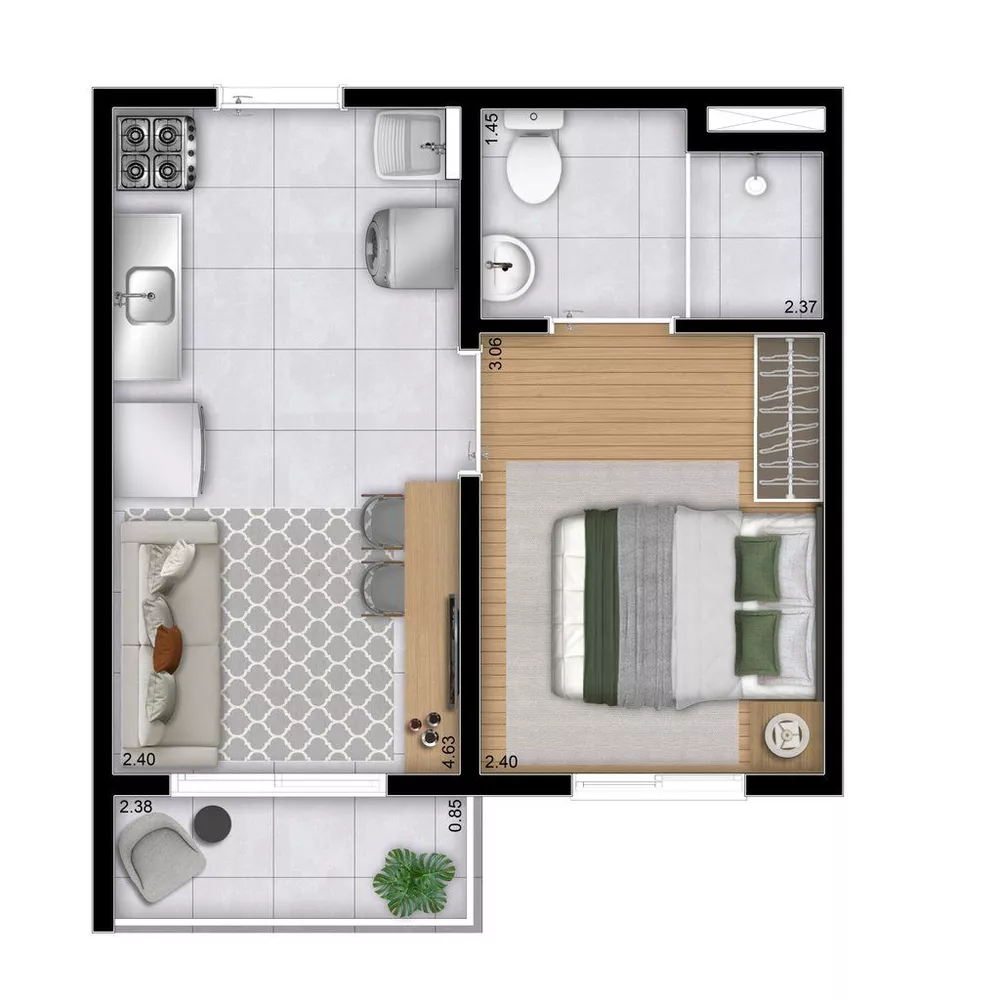 Apartamento à venda com 1 quarto, 27m² - Foto 4