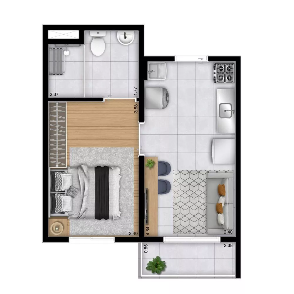 Apartamento à venda com 1 quarto, 27m² - Foto 2