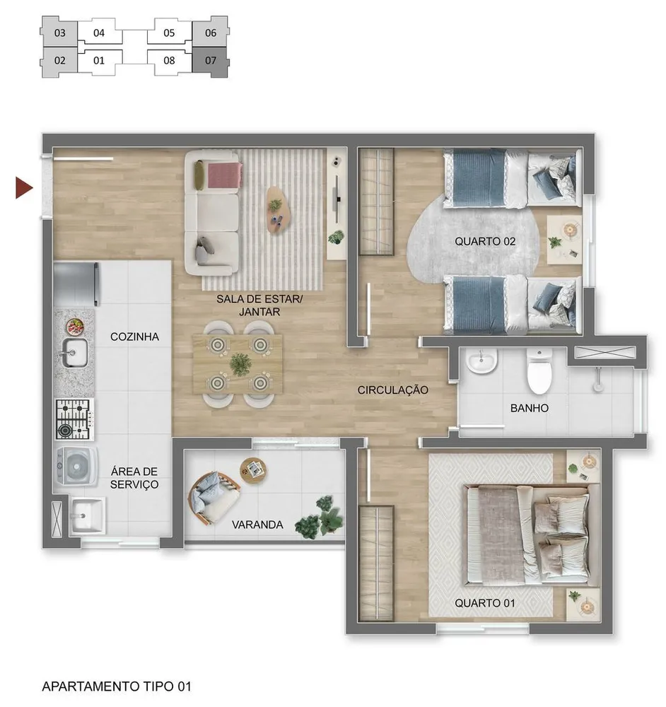 Apartamento, 2 quartos, 47 m² - Foto 3