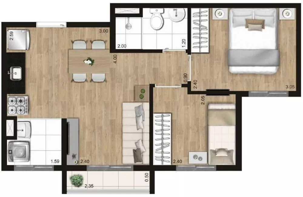 Apartamento à venda com 2 quartos, 42m² - Foto 2