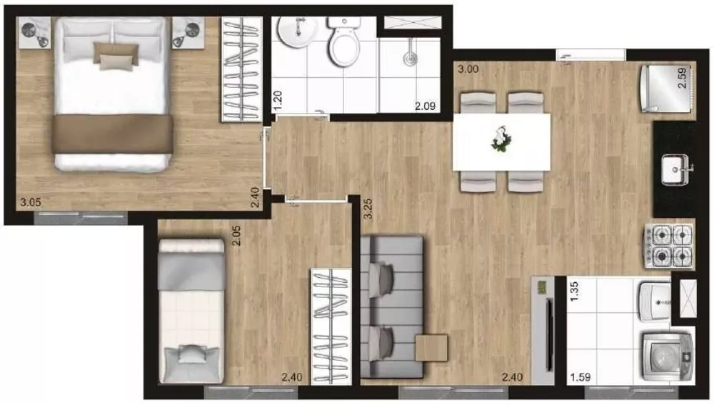 Apartamento à venda com 2 quartos, 42m² - Foto 1