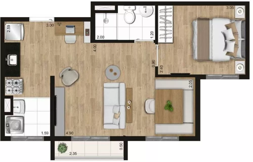 Apartamento à venda com 2 quartos, 42m² - Foto 4