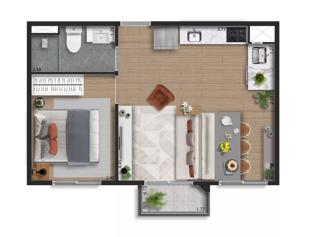 Apartamento à venda com 1 quarto, 28m² - Foto 3