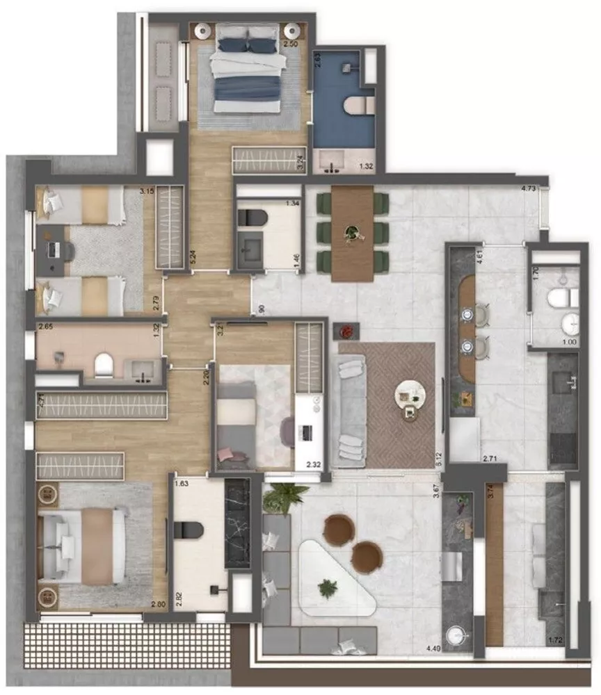 Apartamento à venda com 3 quartos, 184m² - Foto 2