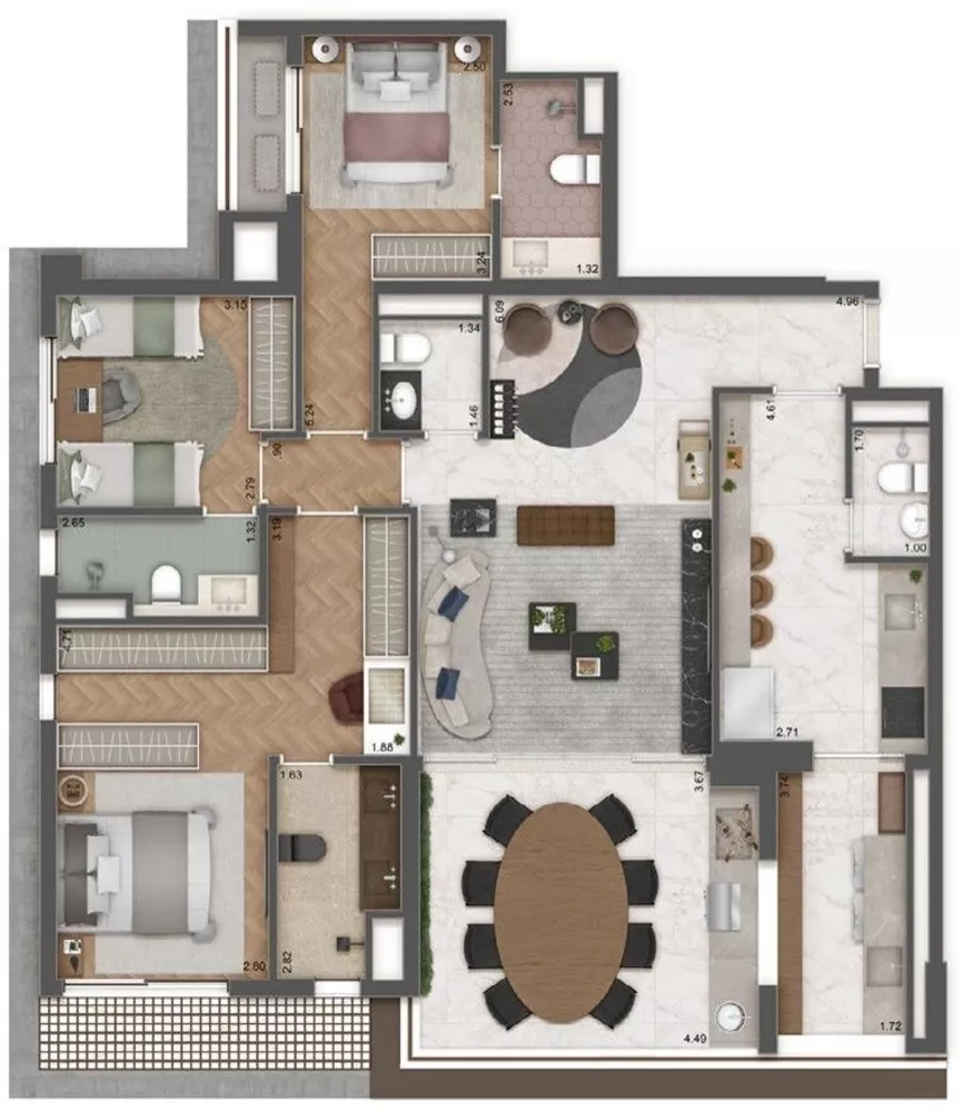 Apartamento à venda com 3 quartos, 184m² - Foto 4