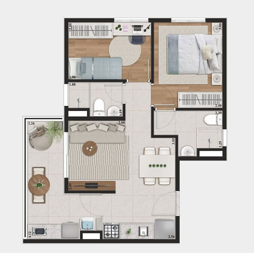 Apartamento, 2 quartos, 45 m² - Foto 1