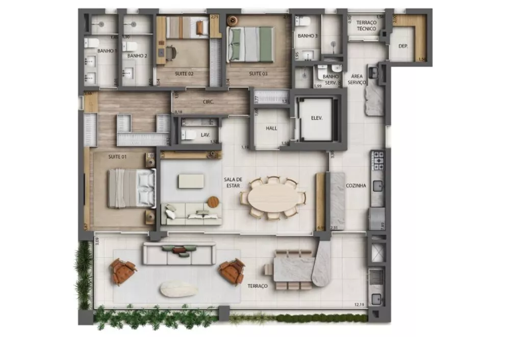 Apartamento, 3 quartos, 173 m² - Foto 2