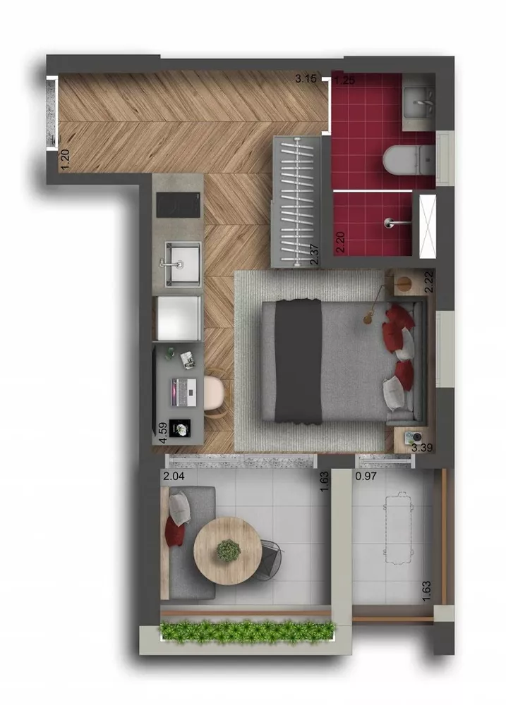 Kitnet-Studio, 21 m² - Foto 2