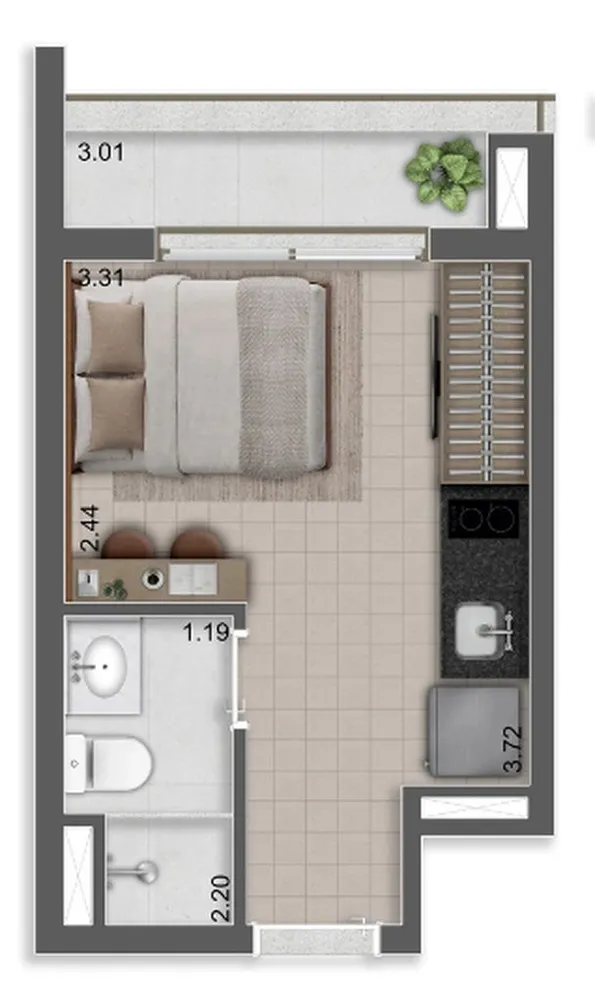 Kitnet-Studio, 20 m² - Foto 3