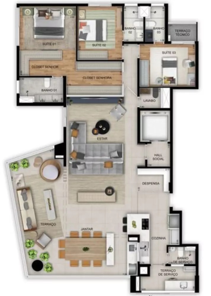 Apartamento à venda com 4 quartos, 195m² - Foto 1