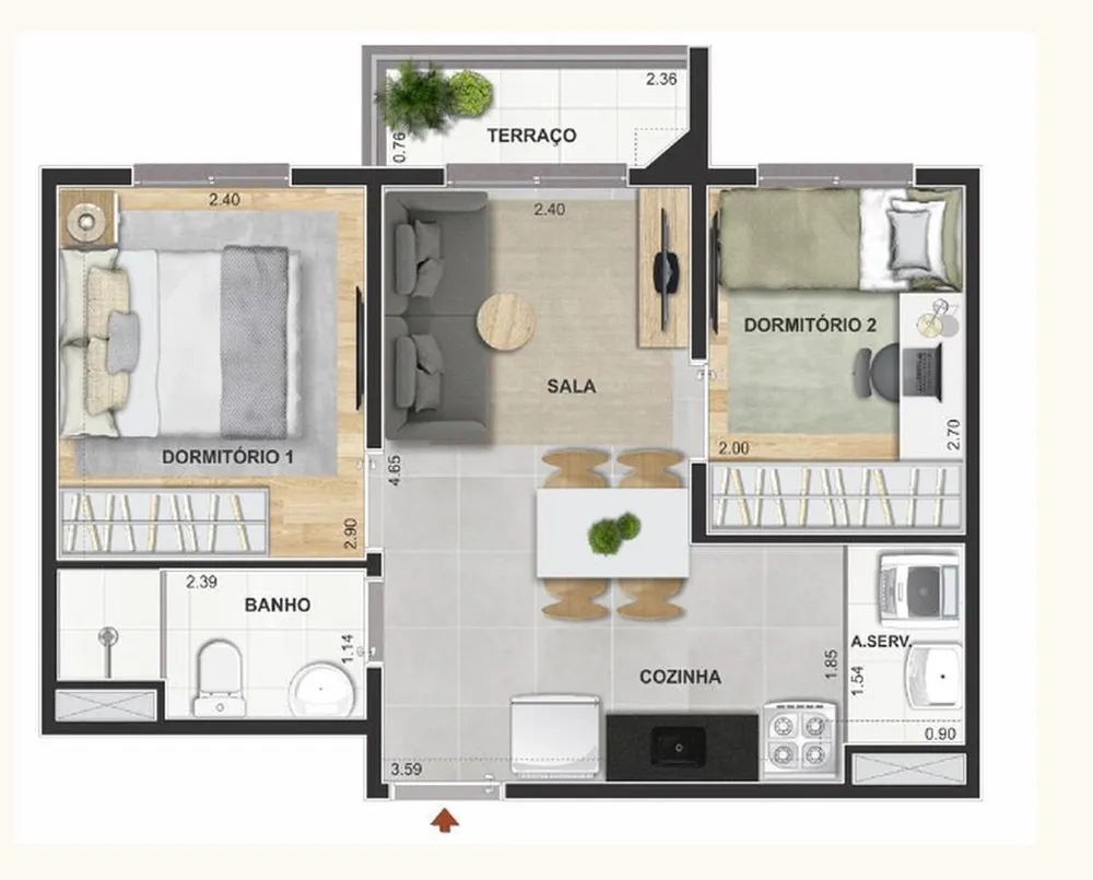Apartamento, 2 quartos, 32 m² - Foto 6