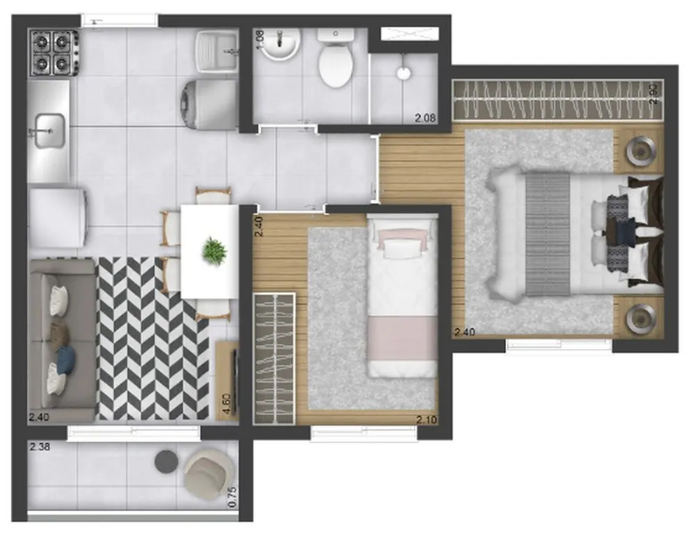 Apartamento, 3 quartos, 54 m² - Foto 2