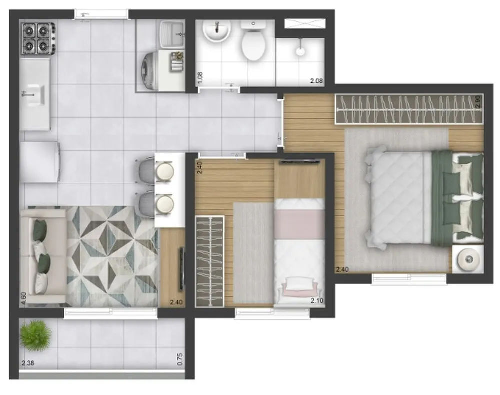 Apartamento, 3 quartos, 54 m² - Foto 3
