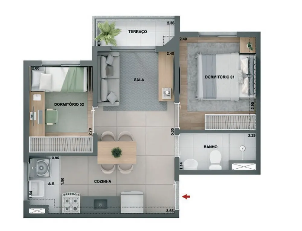 Apartamento, 2 quartos, 41 m² - Foto 1