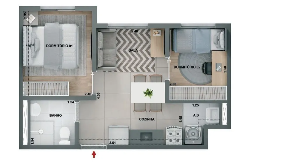 Apartamento, 2 quartos, 41 m² - Foto 3