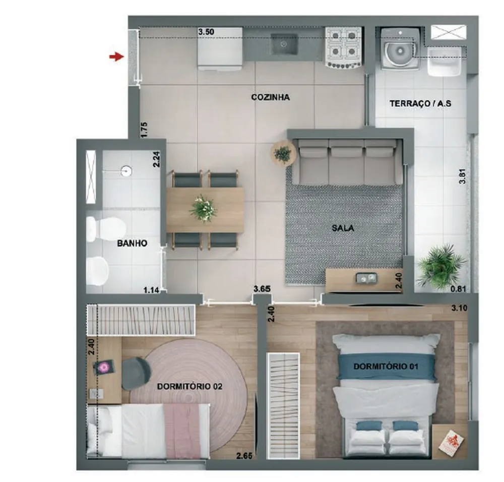 Apartamento, 2 quartos, 41 m² - Foto 2