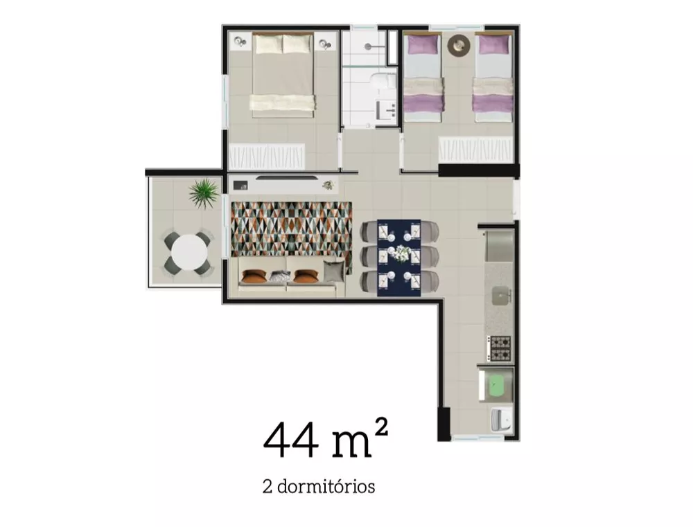 Apartamento à venda com 2 quartos, 51m² - Foto 3