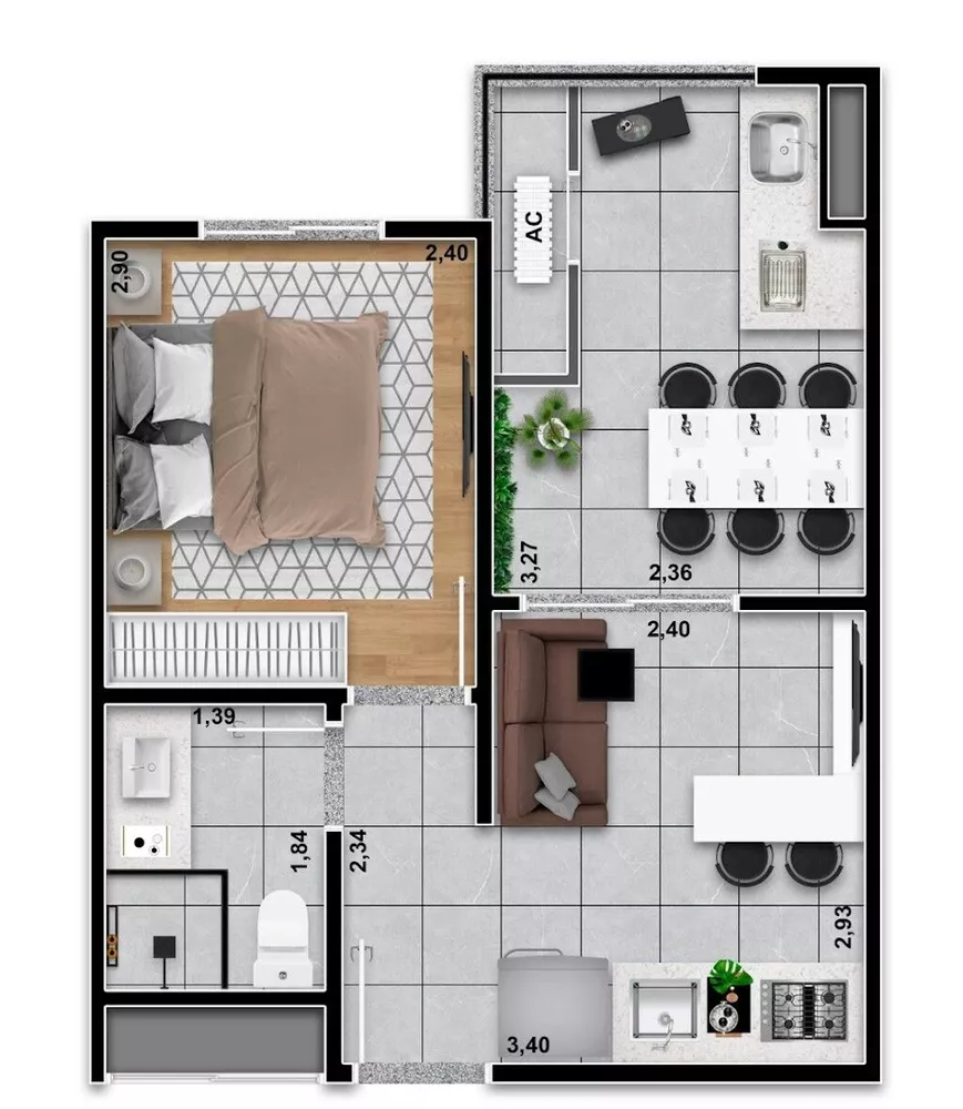 Apartamento à venda com 1 quarto, 54m² - Foto 1