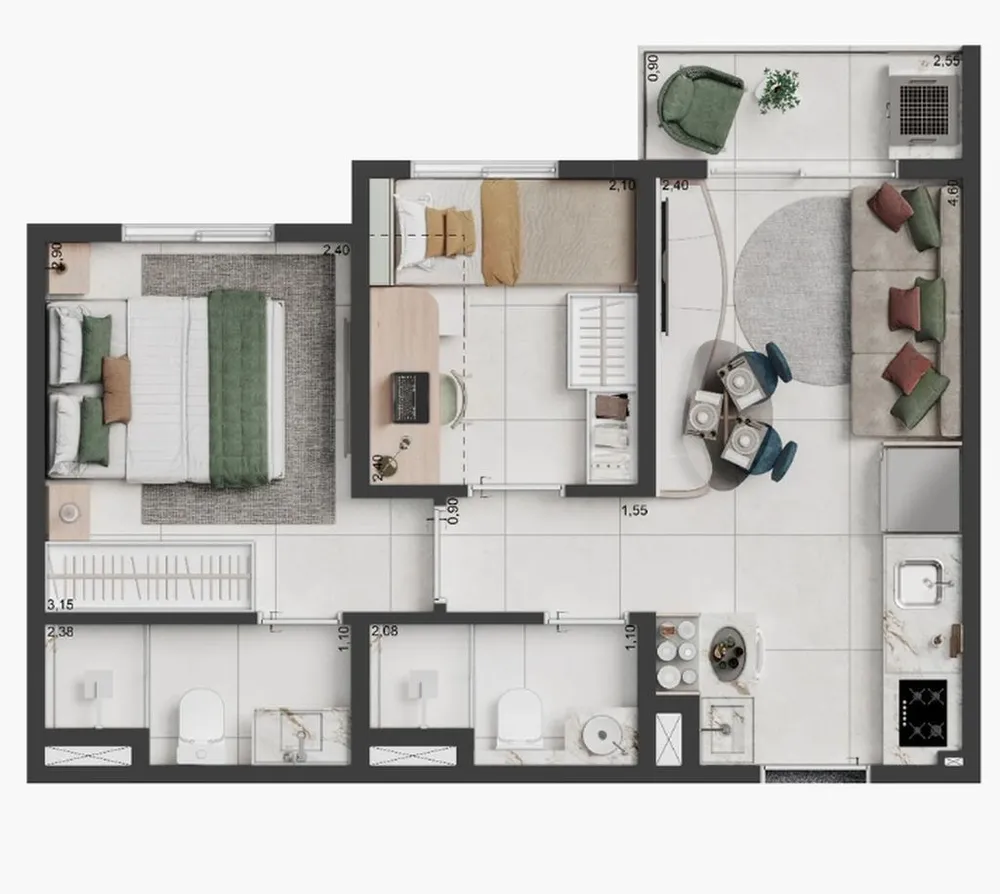 Apartamento, 2 quartos, 34 m² - Foto 10