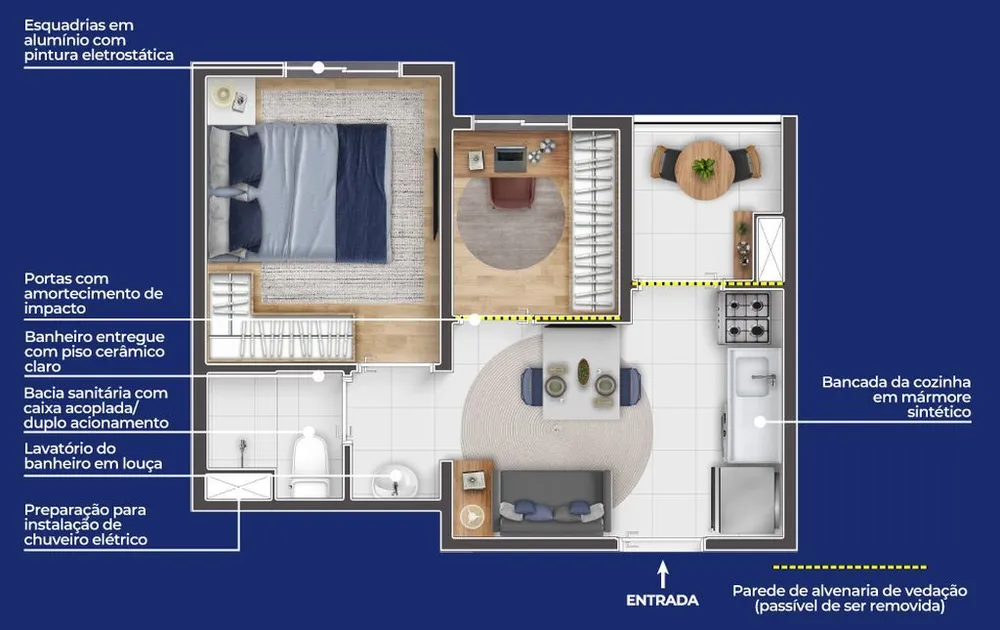Apartamento, 2 quartos, 46 m² - Foto 2