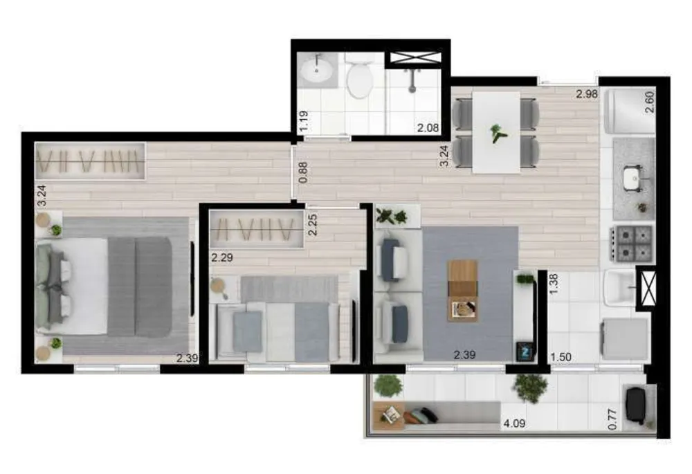 Apartamento, 2 quartos, 42 m² - Foto 3