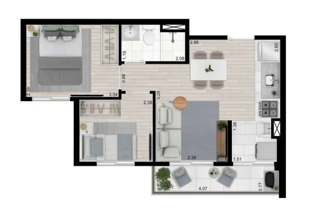 Apartamento, 2 quartos, 42 m² - Foto 2