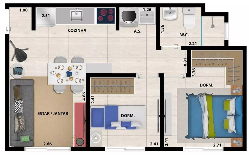 Apartamento à venda com 2 quartos, 40m² - Foto 6