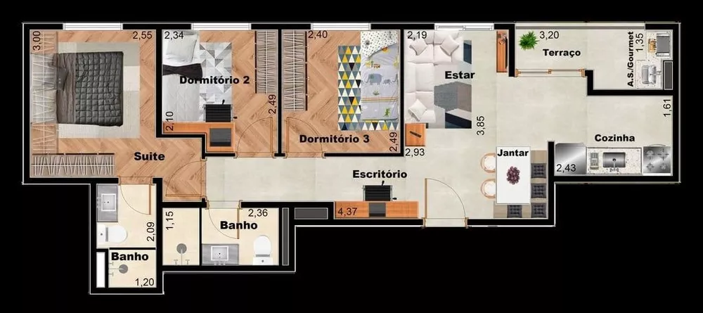Apartamento, 3 quartos, 54 m² - Foto 4