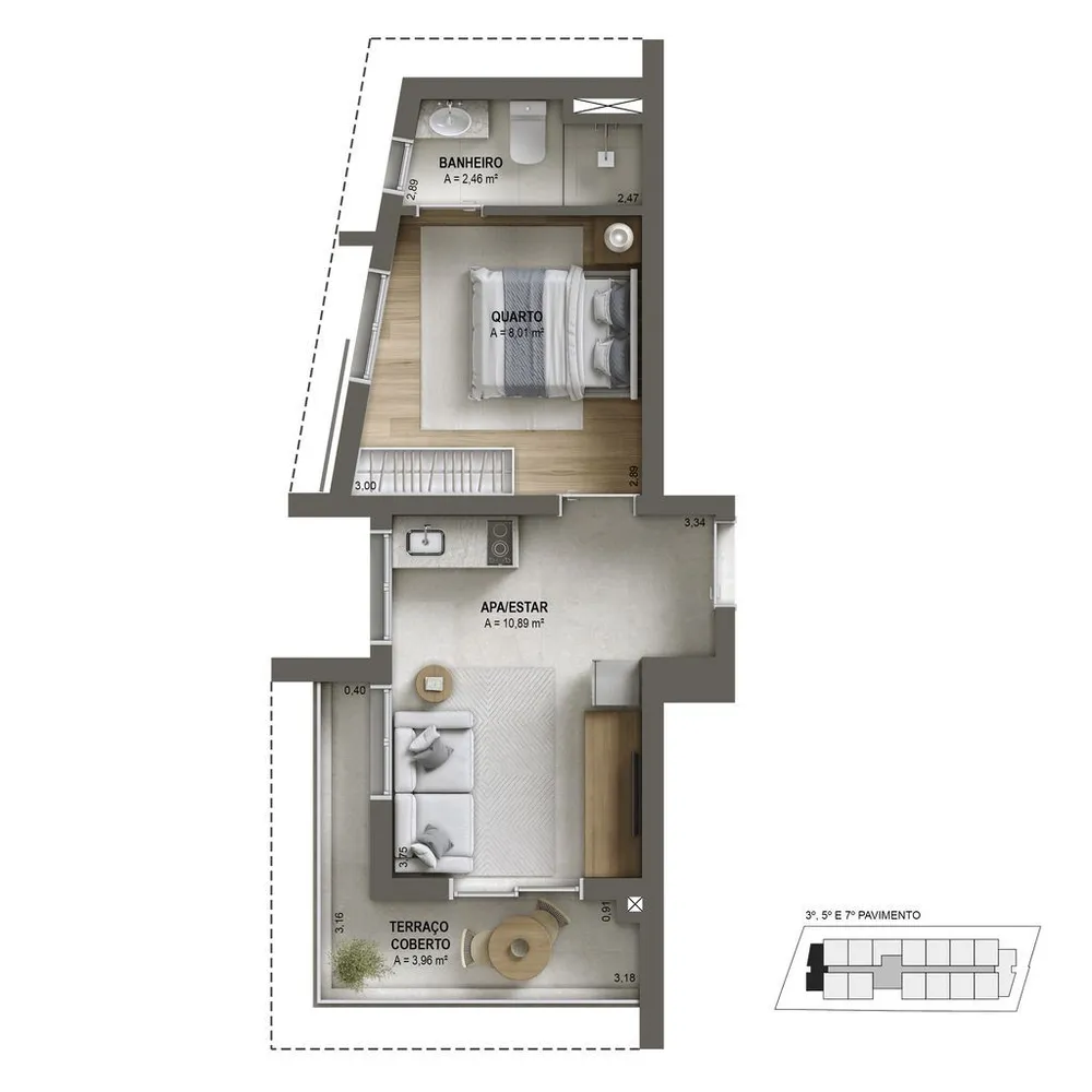 Apartamento, 1 quarto, 45 m² - Foto 3