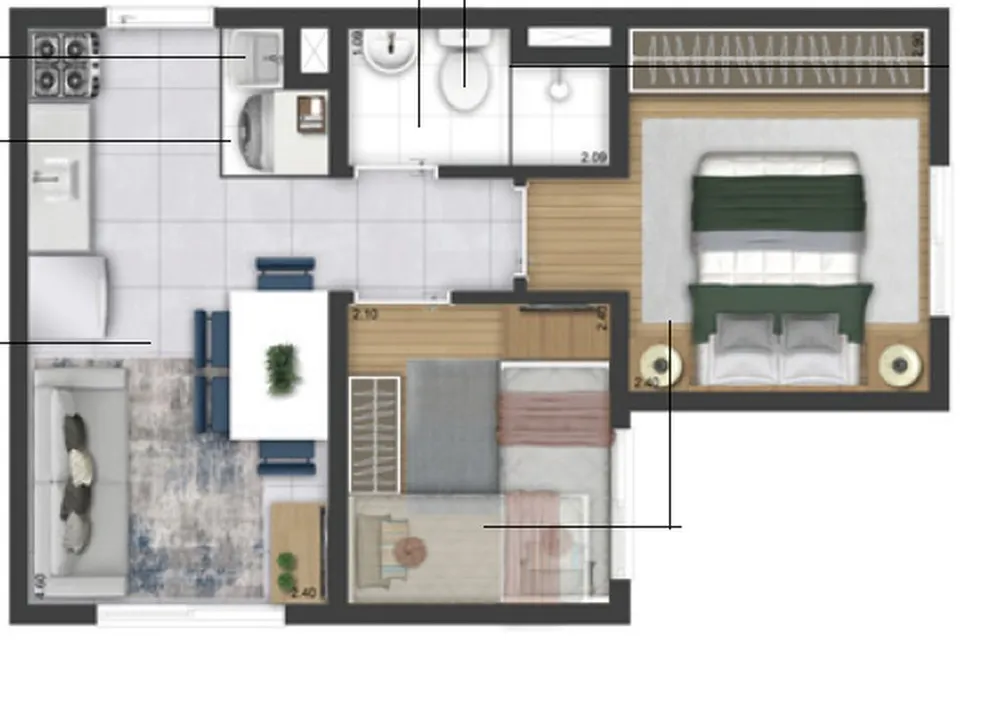 Apartamento, 2 quartos, 34 m² - Foto 3