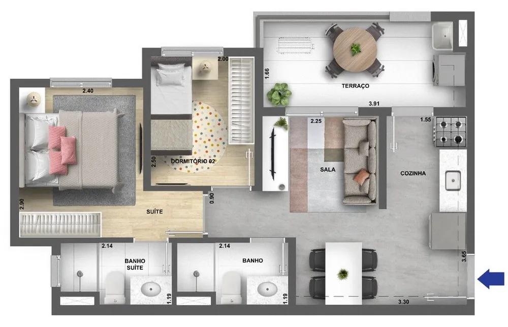 Apartamento, 2 quartos, 40 m² - Foto 3