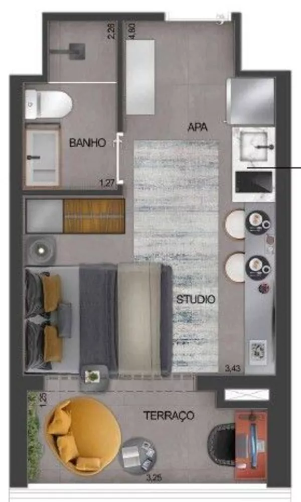 Apartamento à venda com 1 quarto, 33m² - Foto 2